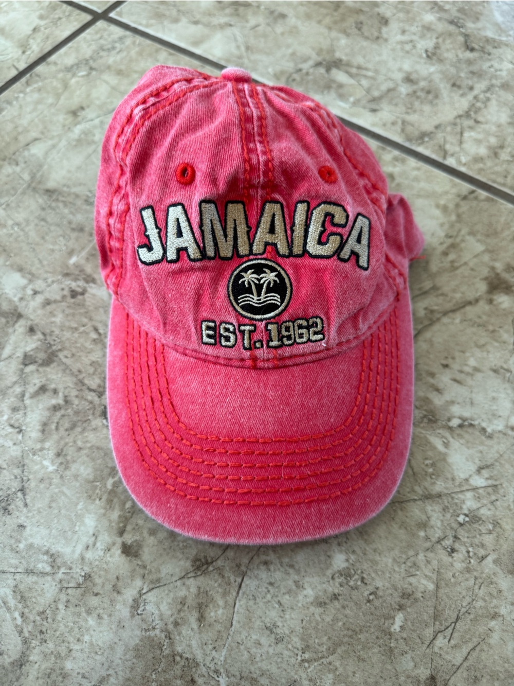 Jamaica Embroidered Pink Vintage-Style Baseball Cap